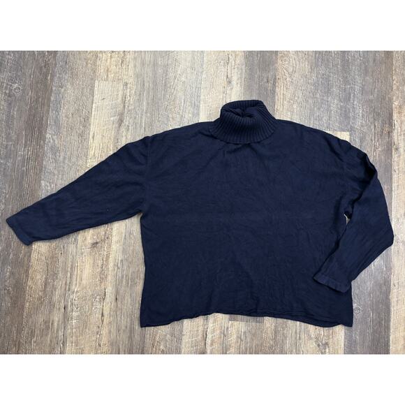 WinterSilks Navy Blue Turtleneck Sweater Size XL - Picture 1 of 5